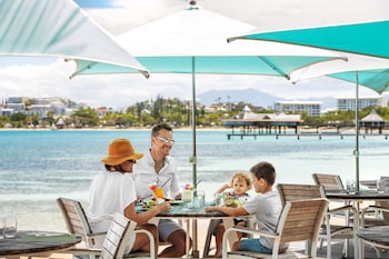 Outdoor pool, pool umbrellas, pool loungers