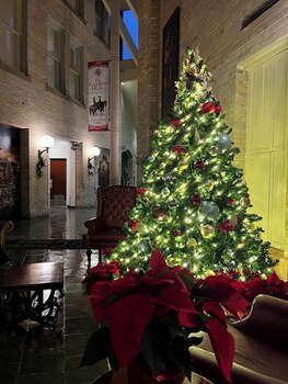 Een buitenzwembad, parasols bij het zwembad en ligstoelen