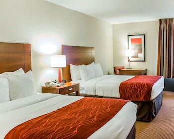 Standard Room, 2 Double Beds, Non Smoking | Desk, blackout drapes, iron/ironing board, free cribs/infant beds