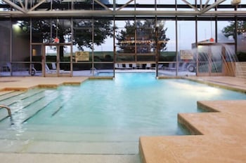 Indoor pool, outdoor pool, pool loungers