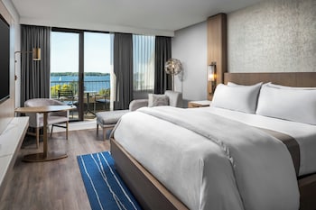 Premium Room, 1 King Bed, Balcony, Lake View | Pillowtop beds, in-room safe, desk, laptop workspace