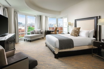Suíte estúdio, 1 cama King, no canto | 1 quarto, roupas de cama de algodão egípcio, roupas de cama premium