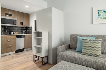 40-inch flat-screen TV with cable channels, streaming services