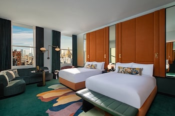 42-inch LCD TV with cable channels, TV, iPod dock