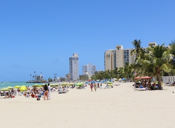 On the beach, beach towels