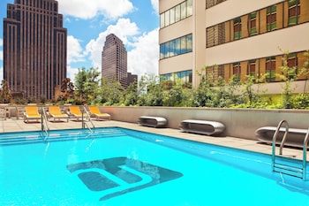 Outdoor pool, sun loungers