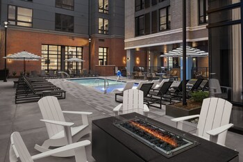 Experience the hotel's unique rooftop terrace with a glass-enclosed view of the surrounding area.