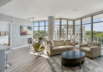 Luxury Apartment, 2 Bedrooms | Living room | 50-inch LCD TV with cable channels, TV