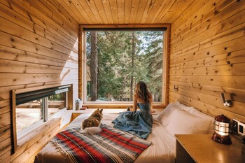 Cabaña, 1 cama Queen size | 1 habitación, escritorio y espacio para trabajar con laptop