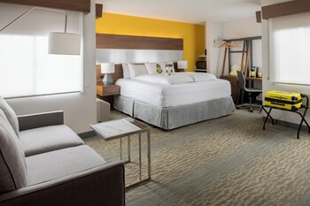Premium bedding, pillowtop beds, desk, blackout drapes