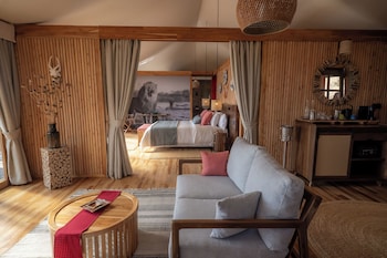 Luxury Tent | In-room safe, desk, laptop workspace, blackout drapes