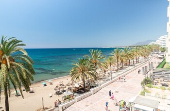 On the beach, white sand