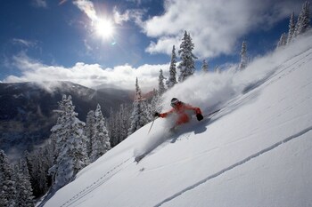 Alberca al aire libre y camastros 