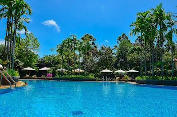 Outdoor pool, sun loungers