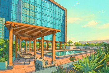 Outdoor pool, open 9:00 AM to 9:00 PM, sun loungers