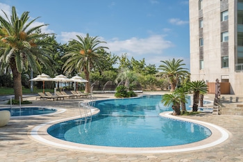 Indoor pool, outdoor pool, open 1:00 PM to 9:00 PM, cabanas (surcharge)