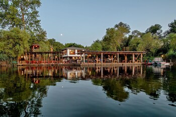 Outdoor pool, pool umbrellas