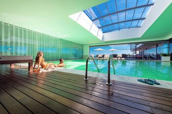 Indoor pool, outdoor pool, sun loungers