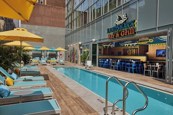 Outdoor pool, sun loungers