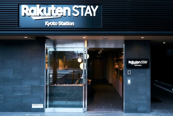 Welcome to Rakuten Stay Kyoto Station, where modern design meets sleek entrance.