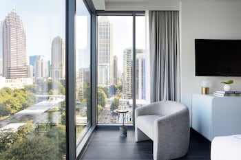 Suite estudio, 1 cama King size (Panoramic Midtown View) | Sábanas italianas Frette y ropa de cama de alta calidad