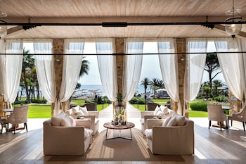 Outdoor pool, pool umbrellas, pool loungers