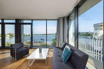 Appartement Panoramique, balcon, vue lac (AC) | Vue de la chambre