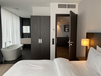 In-room safe, desk, laptop workspace, blackout drapes