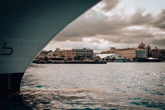 Cruise ship arriving at Bahamas port