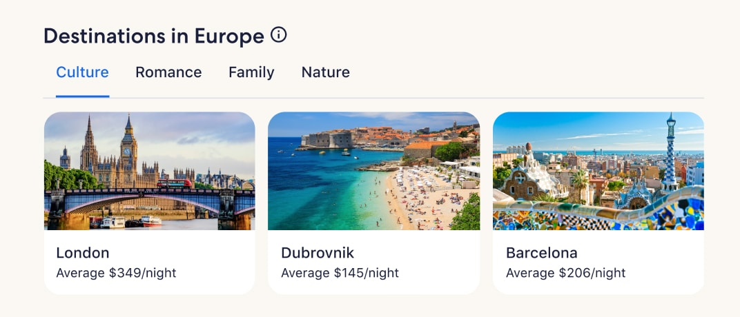 Compare side-by-side trip ideas based on your interests and budget with our new destination comparison tool, powered by AI.