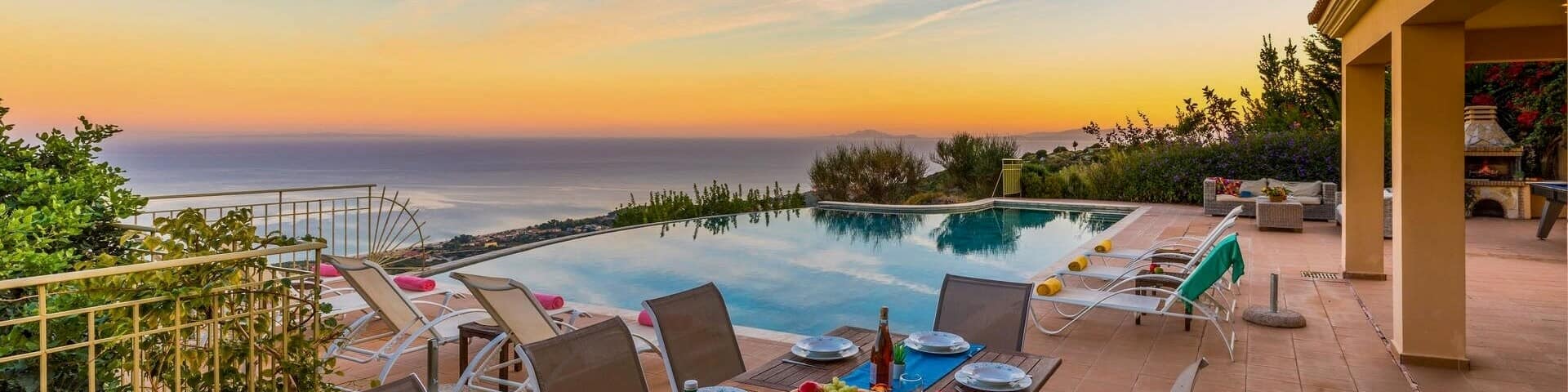A private infinity pool at sunset