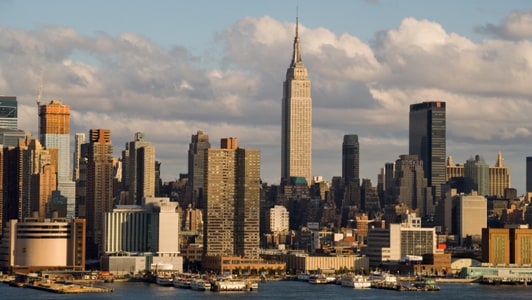 Fluffy clouds over New York