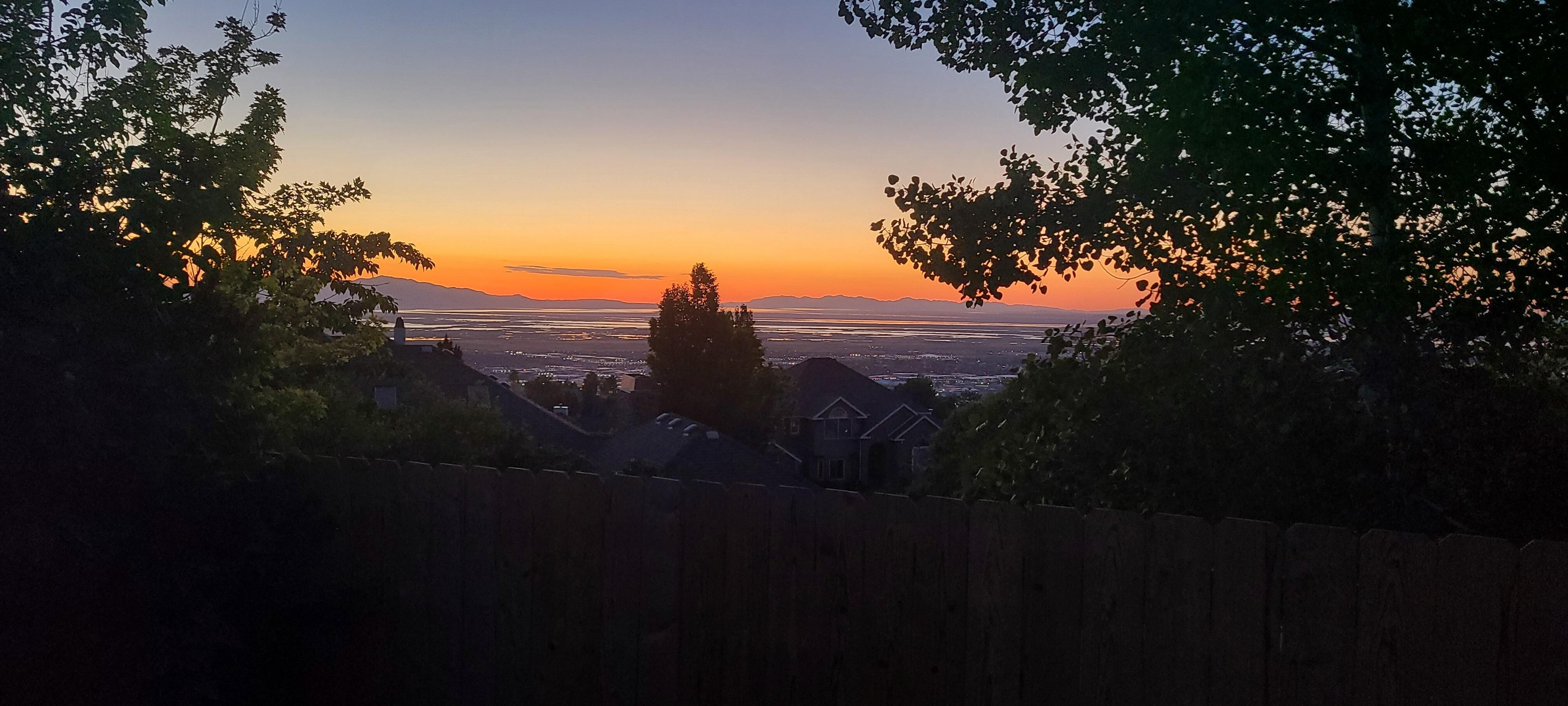 Sunset from the back yard and back windows.