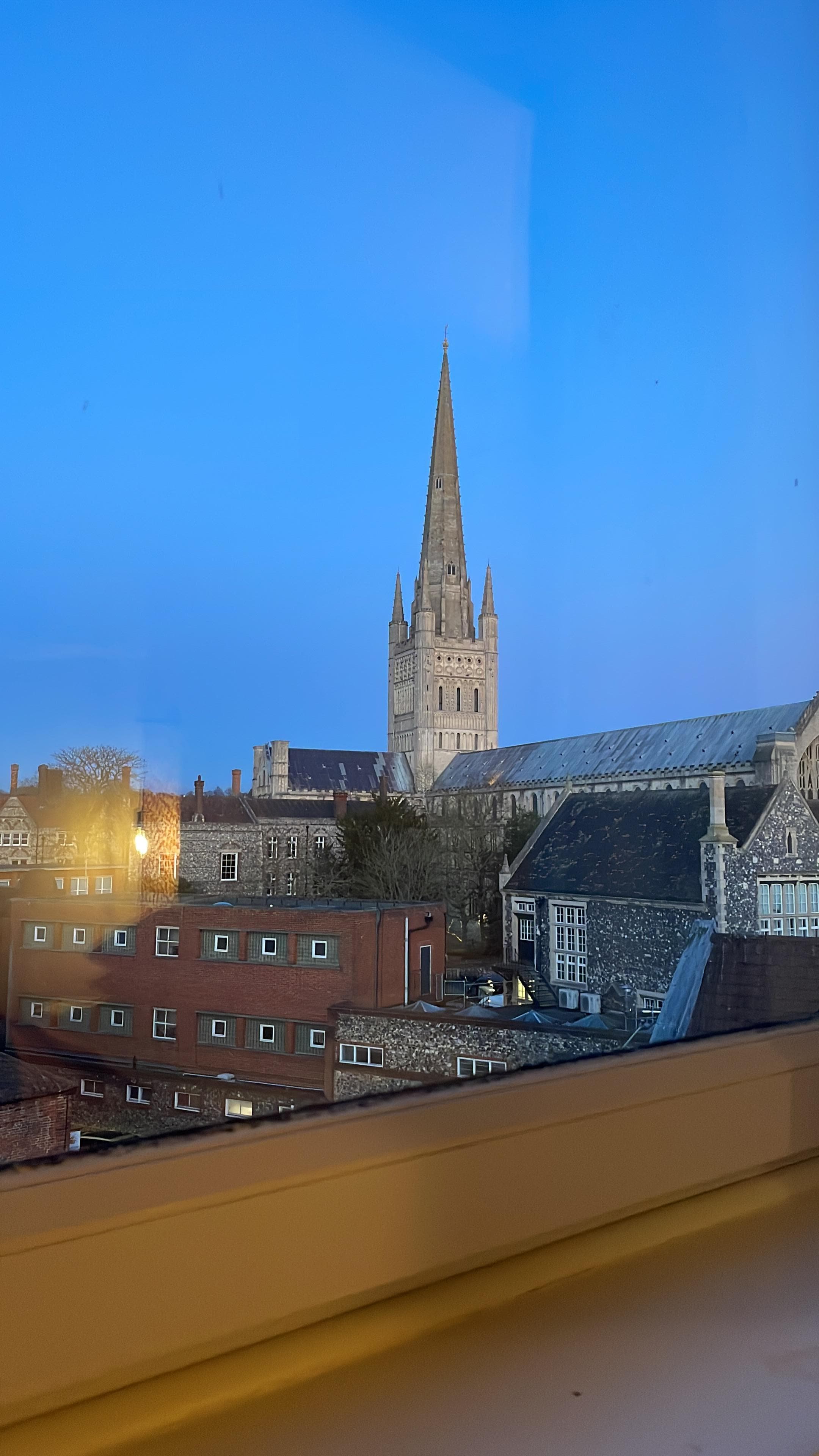 Beautiful view of Norwich Cathedral from room window.
