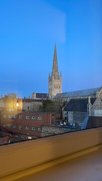 Beautiful view of Norwich Cathedral from room window.