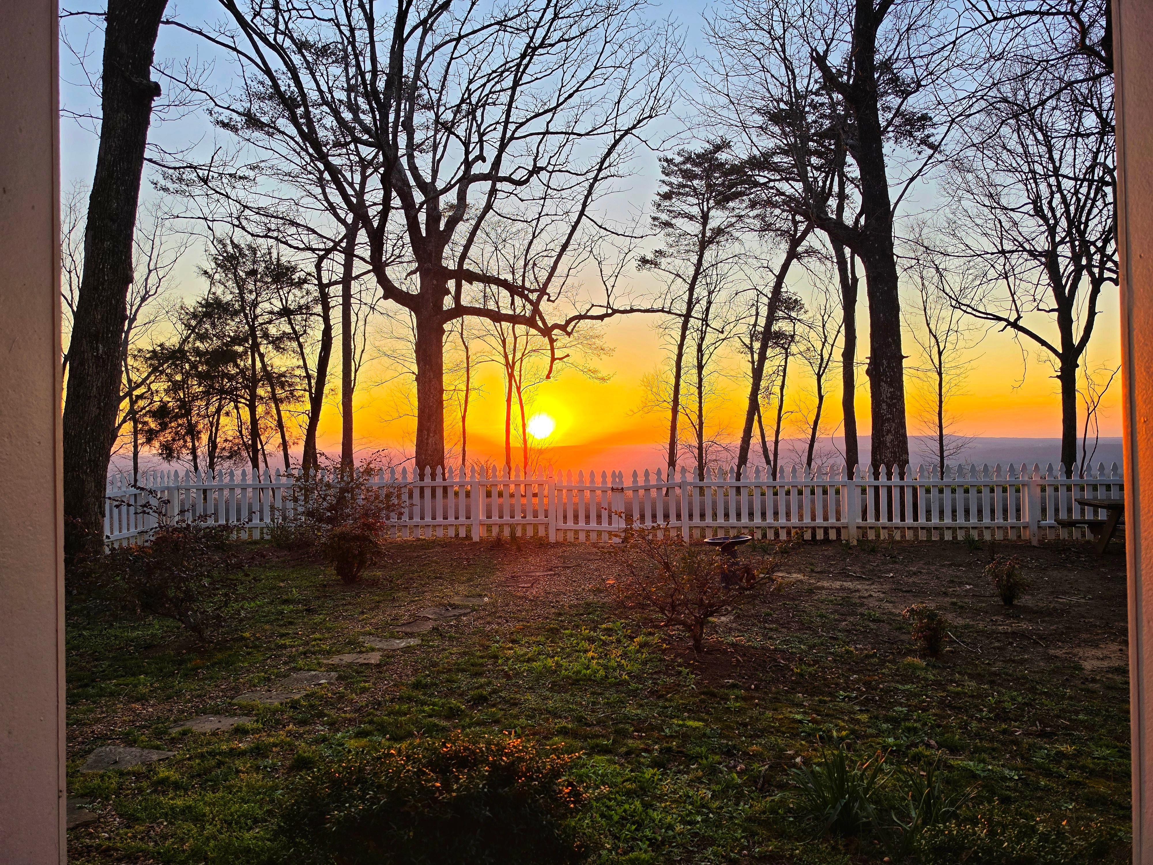 View from the rocking chairs on the front porch 