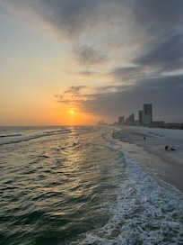 The beach at sunset