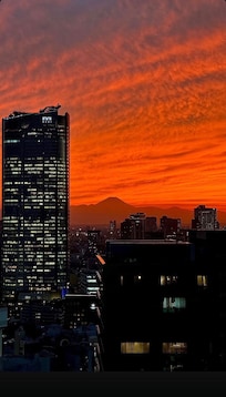 Mount Fuji from Tokyo in the late evening