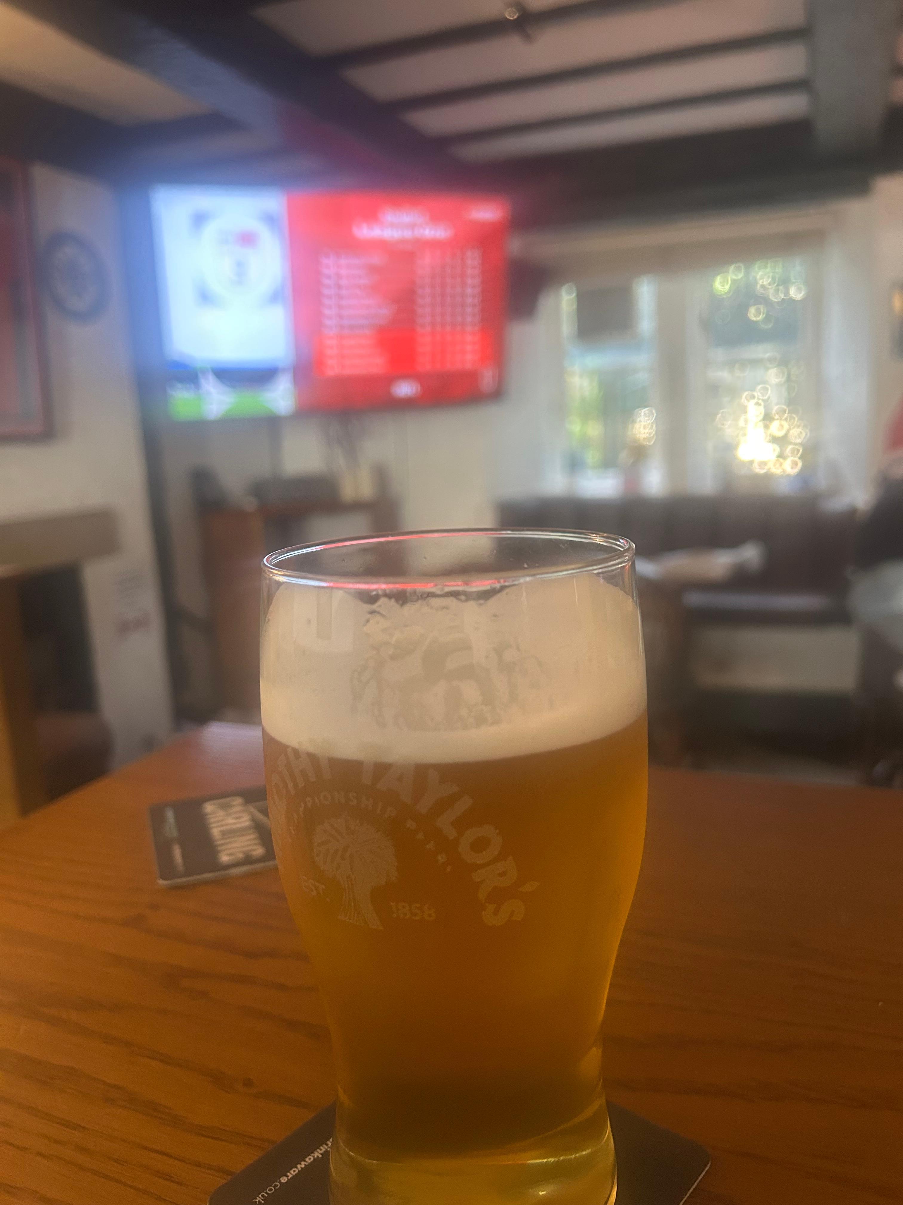 Pint and football downstairs.