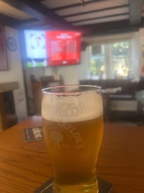 Pint and football downstairs.