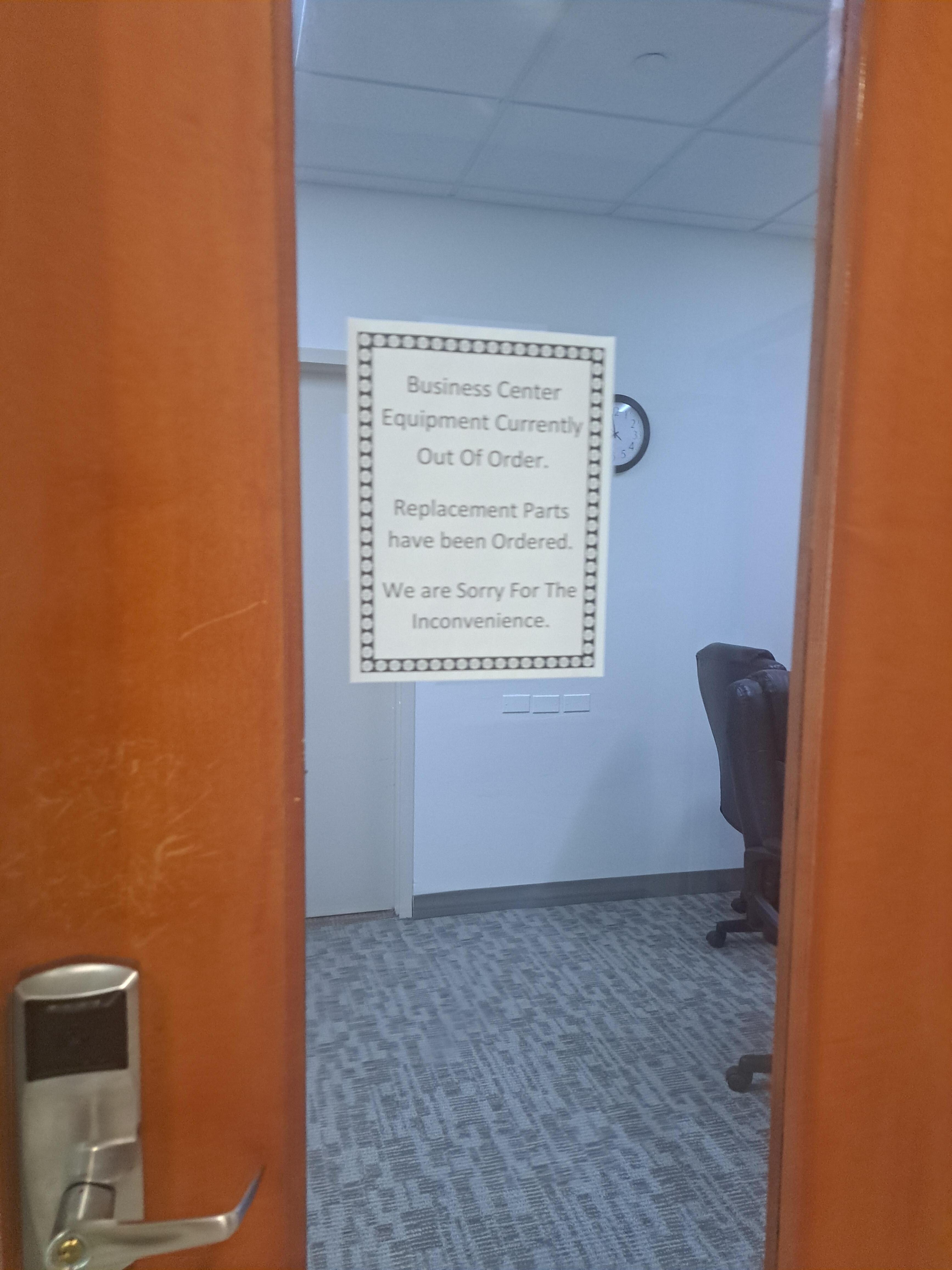 business center closed.