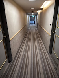 Outdated. The 9th floor is worse as it is dark and tired looking. A good scene for a murder film