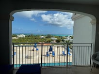 View from our balcony. Overlooked pool area and great sea views. The picture doesn’t do it justice.