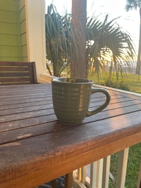 Morning coffee on the super clean patio