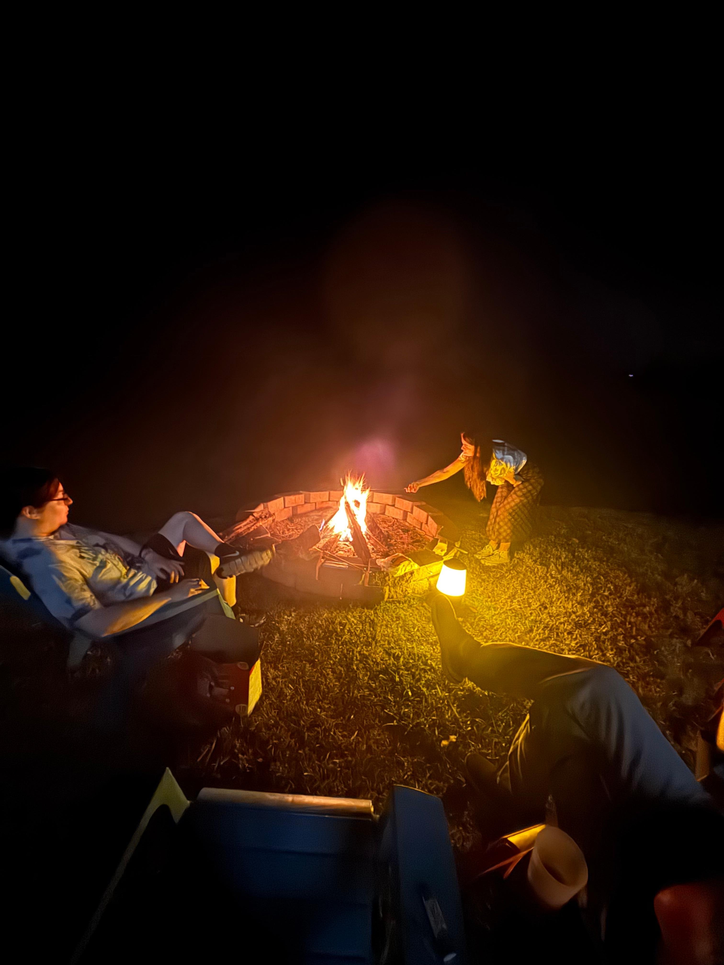 Nighttime fire pit activities