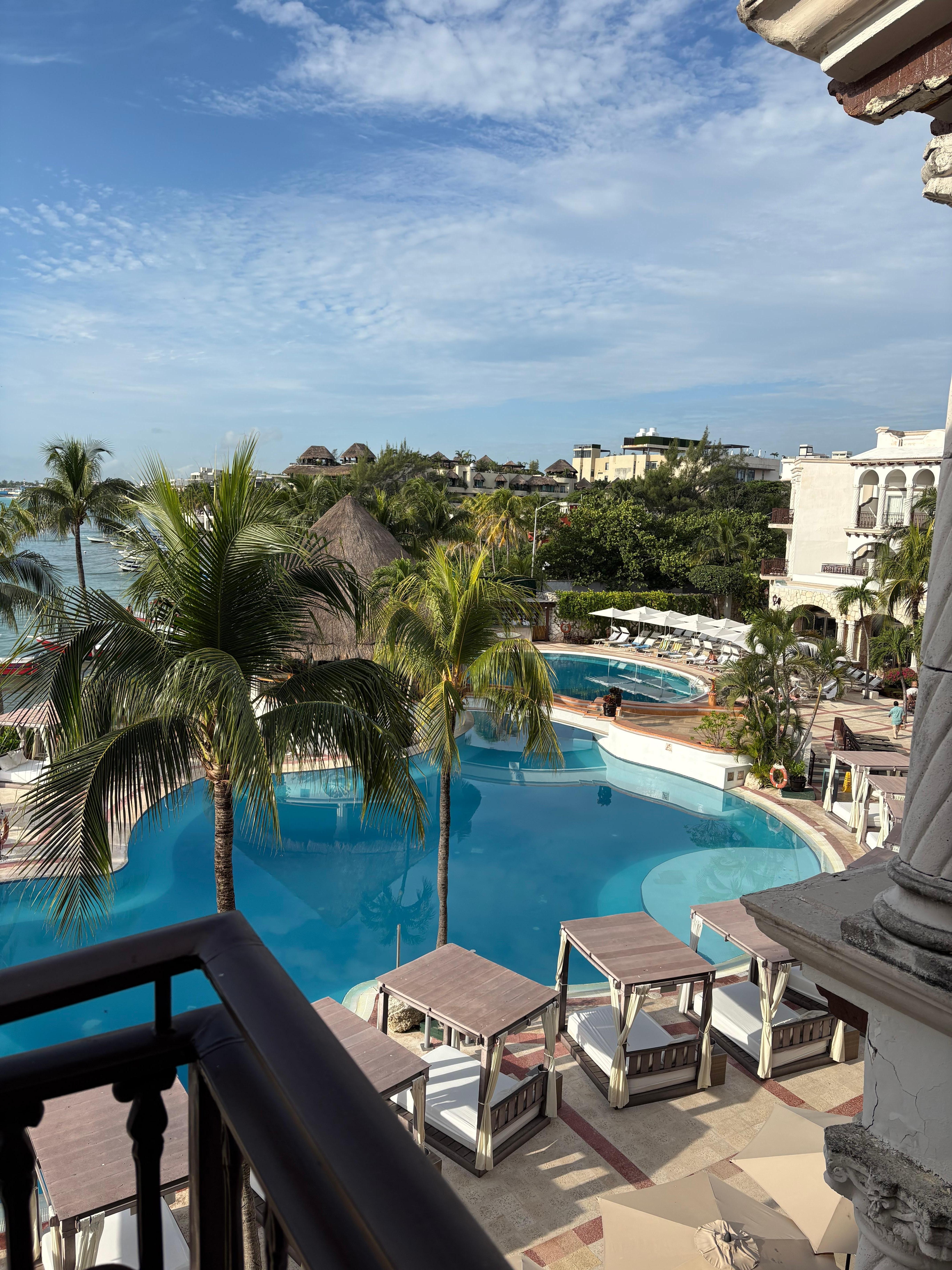 Looking off our balcony. 
**Side note we didn’t get sick from being here, but unfortunately, people got sick from our wedding. We think it may have been food or something in the ventilation system.

Our stay at Playa Del Carmen was perfect. 