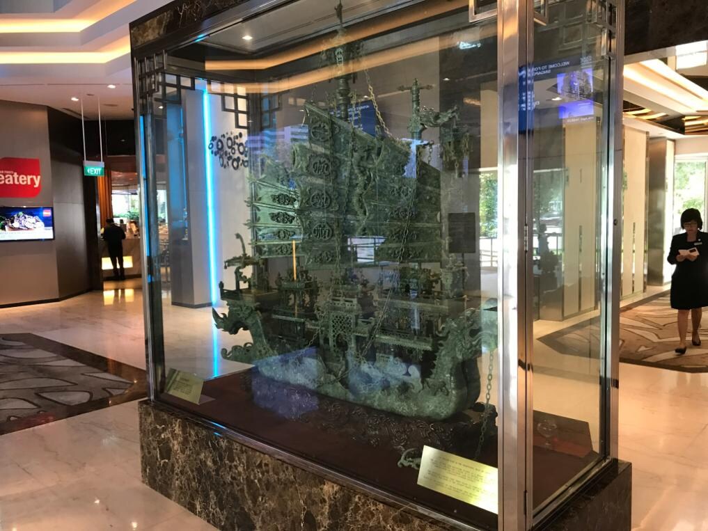 6' Hand Crafted SOLID JADE ship in hotel lobby!