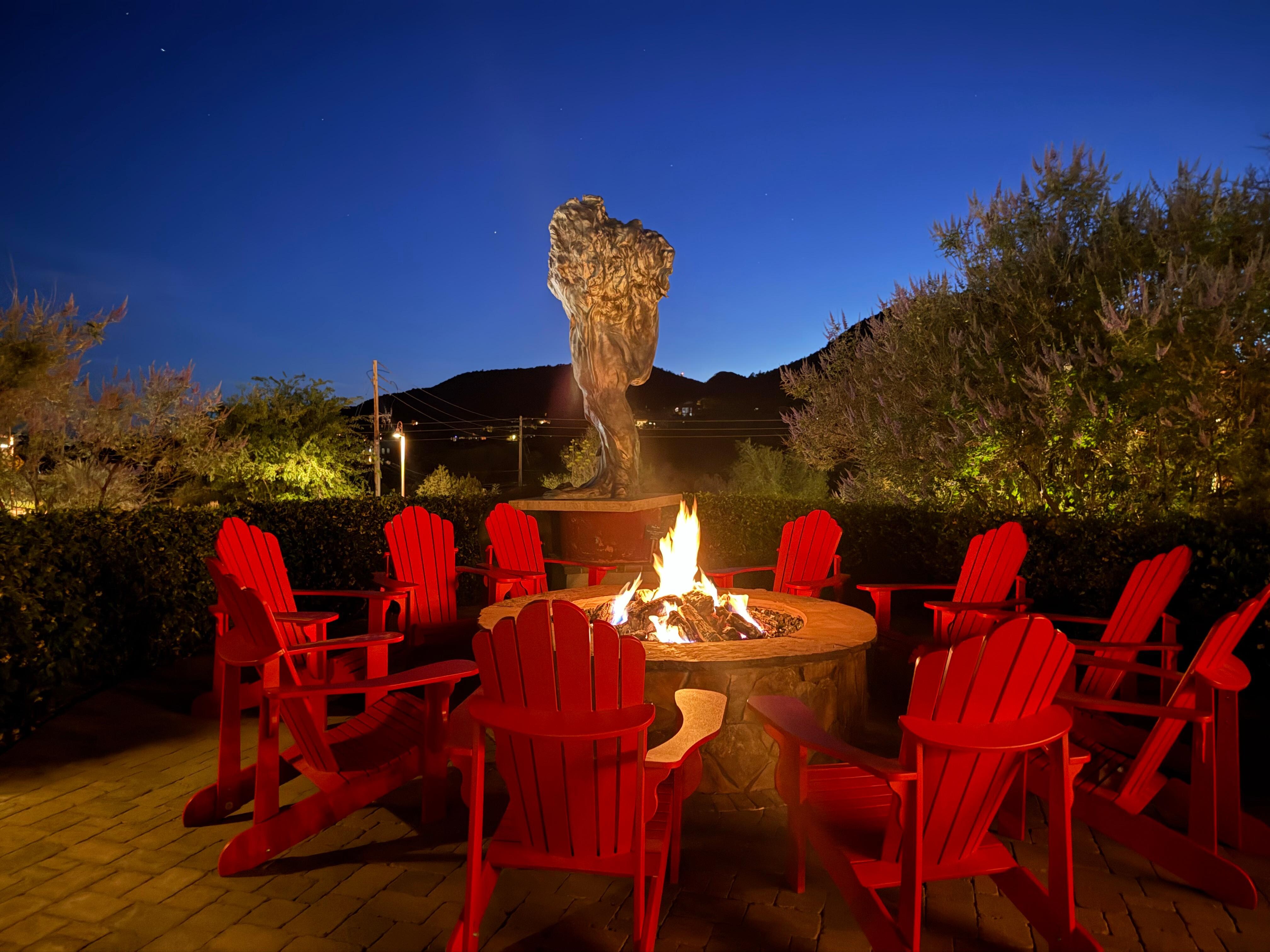 Fire pit next to the pool 