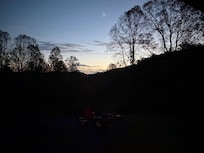 Just before sunrise. This is your view from the front facing windows and from the fire pit.
