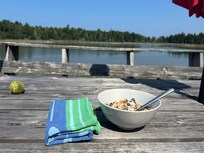 Beautiful deck on which to enjoy meals